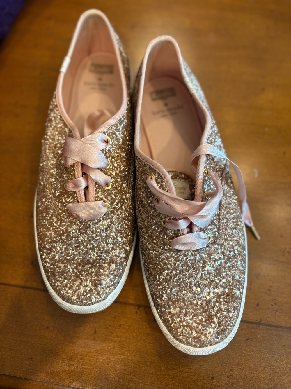 Keds x Kate Spade New York Champion Glitter Sneakers Rose Gold Size 11 - Picture 3 of 7